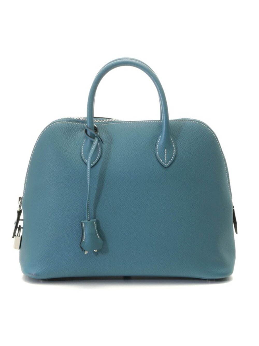 Hermes Bolide 1923 30 New Blue Jean Silver Handbag